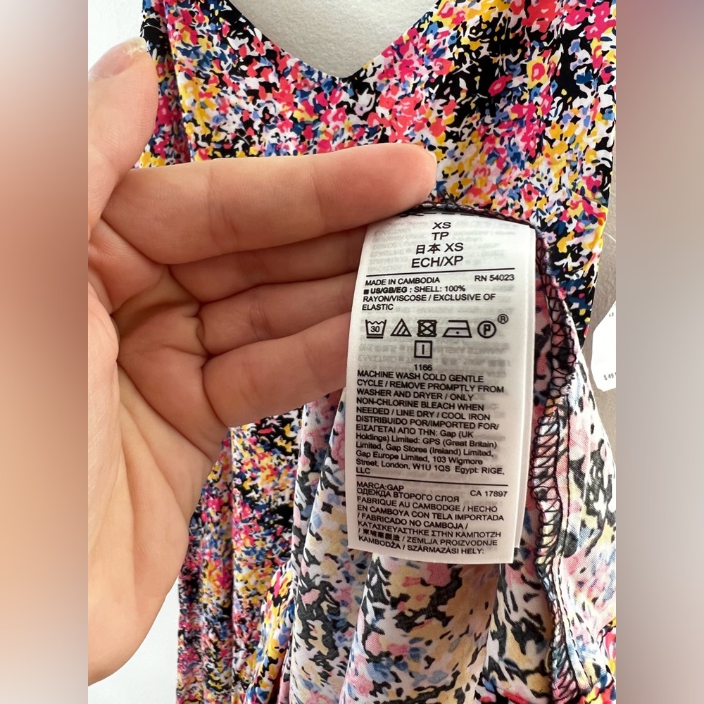 Multicolor Abstract Gap Spring Summer Dress with Spaghetti Straps XS - Picture 9 of 9